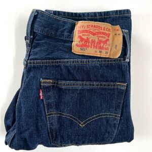 Men’s Levi’s 501 jeans with butterfly buttons.